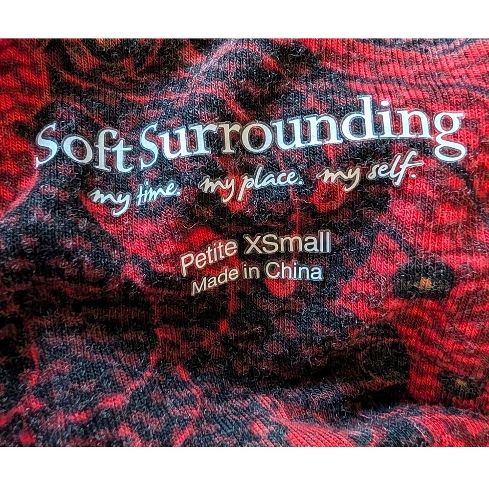 Soft Surroundings Red Black Paisley Floral V-Neck Midi Dress Petite XS 3BN36 - Picture 11 of 12